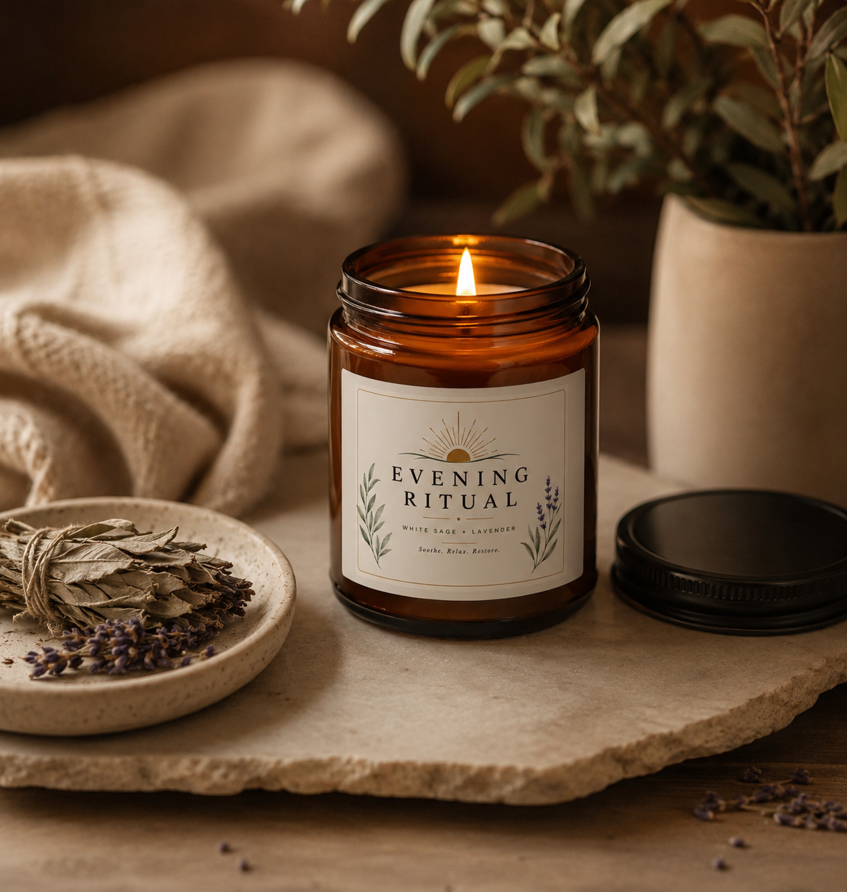 Lavender Scented Soy Candle (Multi-Size, Amber Jar)