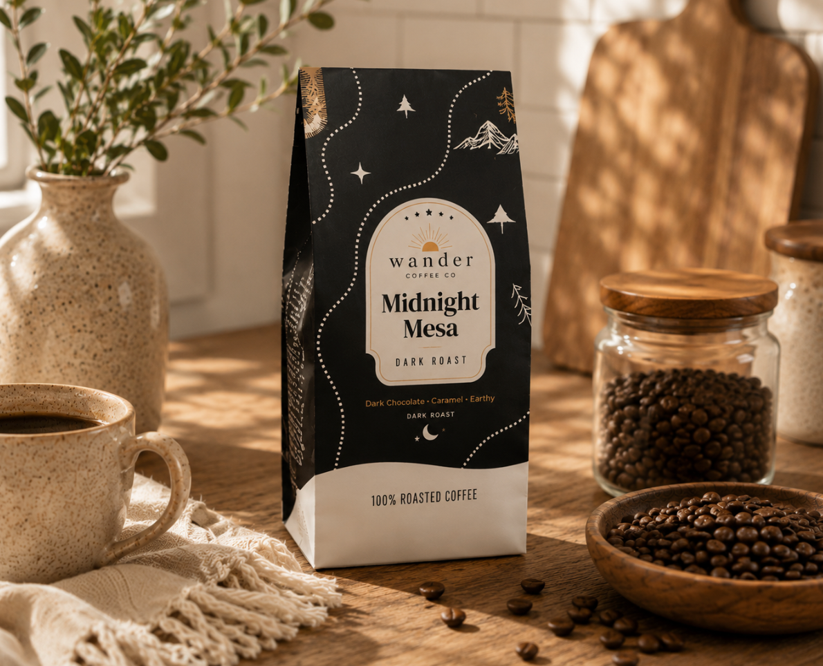 Midnight Mesa Dark Roast Coffee- Ground & Whole Bean - Drip, Versatile